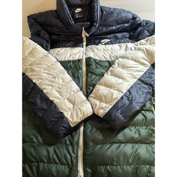 Nike Bubble Puffer Nylon Jacket Coat Heavy Green White Blue Nylon Medium Men - Picture 6 of 11